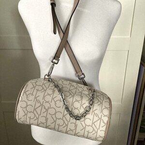 Calvin Klein Roll Purse with Chain handles & Leather long strap 9" wide x 5" h